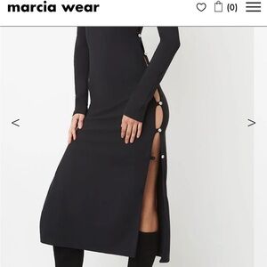 Marcia Wear Black Midi Dress with Side Buttons